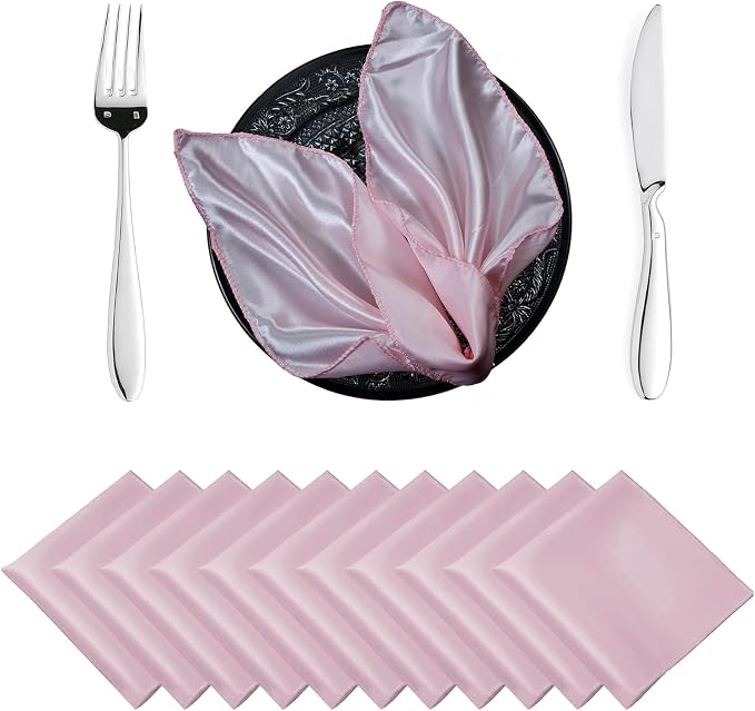 MDS® Pack of 200 Satin Napkins 12 x 12 Inch, Soft Silky Reusable Cloth Dinner Table Napkins for Wedding Décor, Reception, Birthday, Parties, Banquets, Catering, Restaurants & Hotel - Blush Pink by MDS