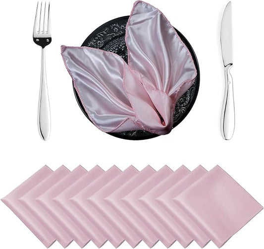 MDS® Pack of 50 Satin Napkins 12 x 12 Inch, Soft Silky Reusable Cloth Dinner Table Napkins for Wedding Décor, Reception, Birthday, Parties, Banquets, Catering, Restaurants & Hotel - Blush Pink by MDS