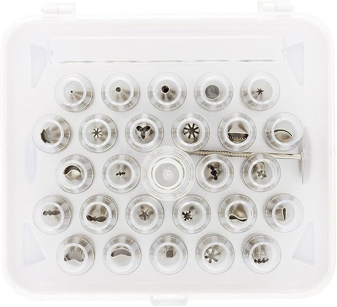 Restaurantware Cake Decorating Tips Set 28-Piece Set of Stainless Steel Icing Nozzles, Durable Pastry Bag Tools, Rust-Resistant Dessert Decoration Kit, Silver - Image 2
