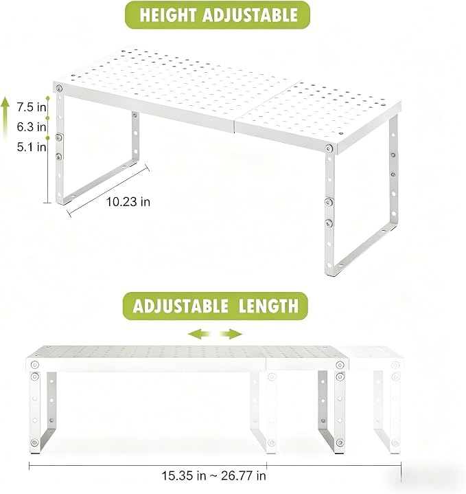 RUILALIFE Expandable Cabinet Organizer Shelf With Adjustable Height, Stackable Kitchen Countertop Organizer Rack, Adjustable Shelf Riser For Kitchen Counter, Pantry, Cupboard, Desk, Tabletop - Image 4