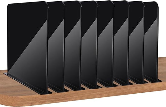8 Pack Acrylic Shelf Dividers for Closet Wood Shelf Organizer,Multi-Functional Wood Closet Separator for Storage and Organization, Bedroom Closet Organizer Fit for Any Thickness of Shelves(Black) by ROUFALIFE