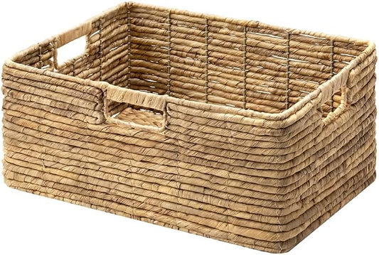 StorageWorks Extra Large Wicker Baskets for Storage, Water Hyacinth, 1-Pack | Wicker Storage Baskets for Shelves, Large Storage Baskets, Pantry Organizers and Storage, Decorative Baskets,16½" x 13" x 7½" by StorageWorks