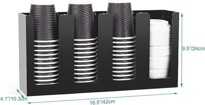 Tirifer Disposable Coffee Cup Dispenser Organizer Paper Cup Lid Sleeve Holder Presentation Storage Coffee Milk Tea Shop Restaurant Accessories Halloween Party Supplies, 4 Compartments - Image 5