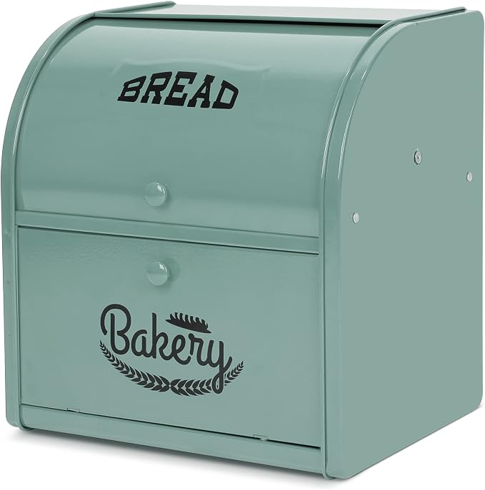 Olebes Bread Box, Metal Bread Box For Kitchen Countertop, Bread Storage Container Holds 2 Loaves Of Bread, High Capacity Breadbox, Bread Holder Suit Farmhouse Kitchen Decor For Counter by Asrnten