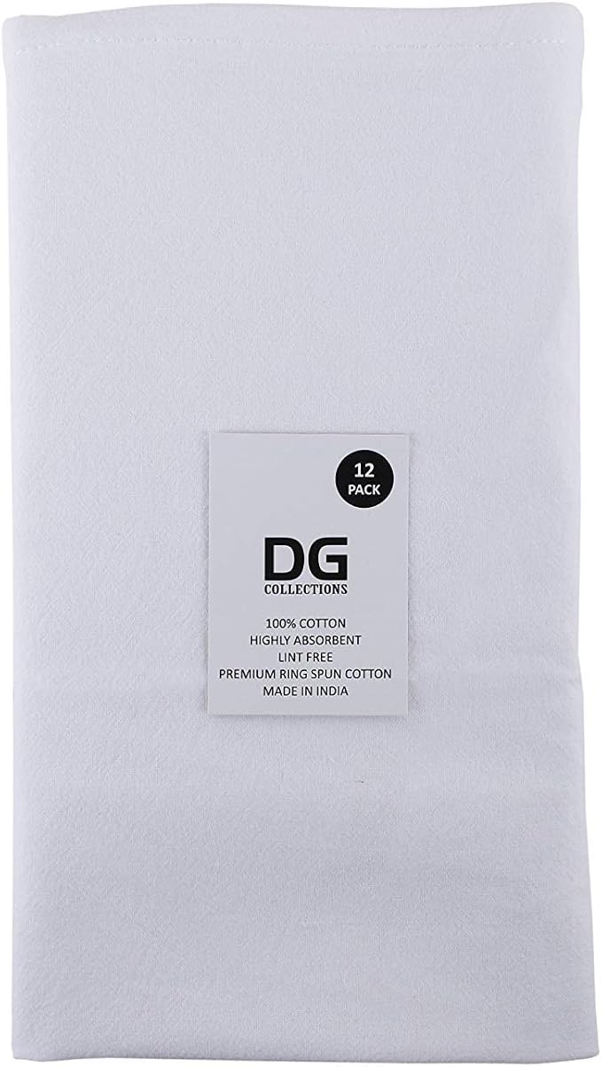 100% Cotton Flour Sack Towels – 12 Pack, 27x27 Inches, White, Lint-Free, Pre-Washed, Hemmed Edges – Reusable Kitchen Towels for Cleaning, Embroidery, Printing & Crafts - White - Image 5