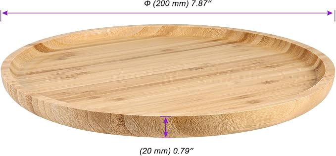 JOIKIT 5 Pack 8 Inch 20cm Bamboo Round Platter, Fine Polished Round Wood Plates Bamboo Serving Tray for Holding Fruit, Bread, Cheese, Nut, Coffee, Tea, Plant Saucer - Image 2