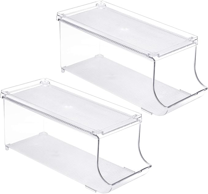 Sorbus Soda Can Organizer for Refrigerator - Stackable Holder Dispenser With Lid for Fridge, Pantry, Freezer - Holds 9 Cans Each, BPA-Free, Clear Design, Drink Organizer (2-Pack) - Image 8