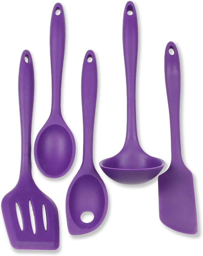 Chef Craft Premium Silicone Kitchen Tool and Utensil Set, 5 Piece, Purple by ChefCraft