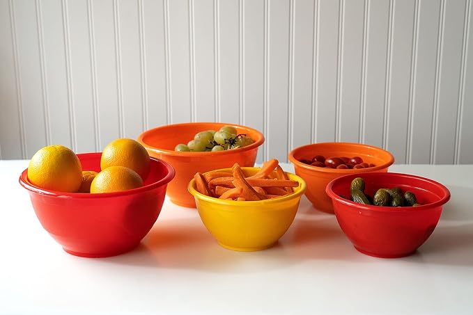 Stephanie Imports Made in USA 6-Piece Set of Prep & Store Plastic Bowls with Clear Lids (BPA-Free and Dishwasher Safe) - Orange, Red and Yellow - Image 6
