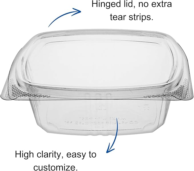 12oz RPET Clear Hinged Lid Deli Container - 200Pcs - Image 4