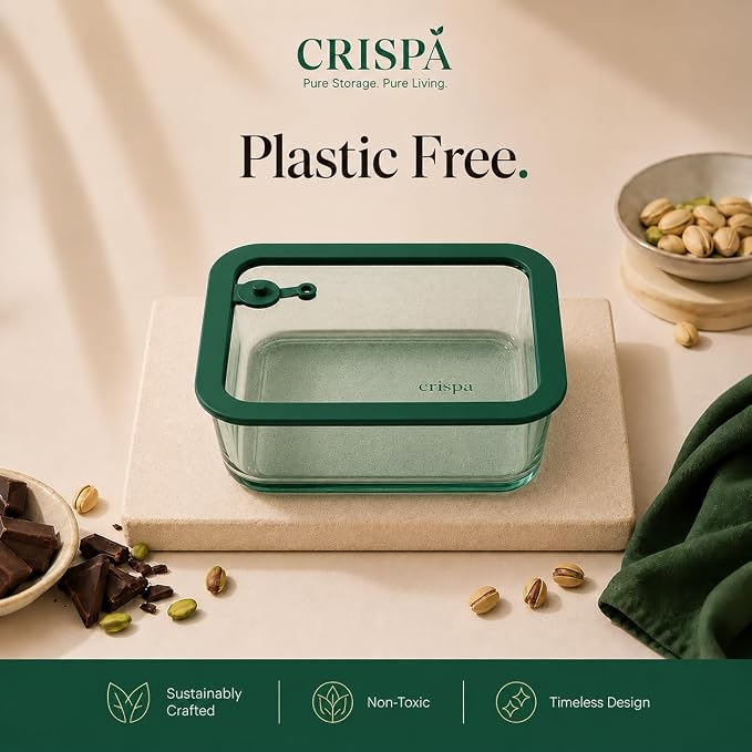 Crispa 8-Piece Teal Square Glass Food Storage Containers with Silicone Glass Lids – 100% Plastic-Free (2x 40oz, 2x 20oz) – Leakproof, Airtight, Freezer, Microwave and Dishwasher Safe - Image 6
