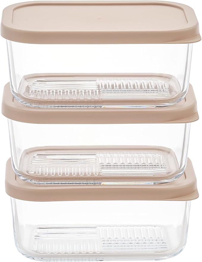 Glass Food Storage Containers with Lids — 6 Piece — 24.4 oz Glass with BPA-Free Leakproof Stackable Lids — Microwave, Oven & Dishwasher Safe — Ideal for Meal Prep & More - Cashew Cream - Image 2