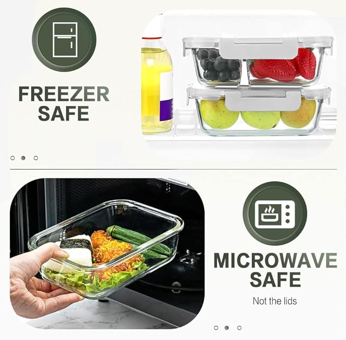 10 Packs 30 oz Glass Meal Prep Containers,Glass Food Storage Containers with Lids,Airtight Lunch Bento Boxes,Microwave, Oven, Freezer and Dishwasher,White - Image 3
