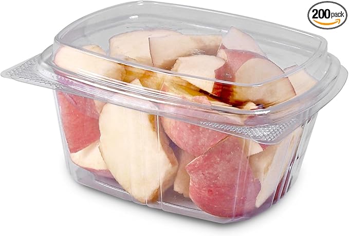 16oz Tall Dome RPET Clear Hinged Lid Deli Container- 200Pcs by CleverPackaging