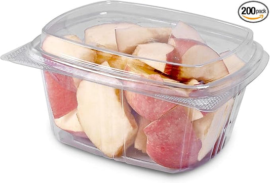 16oz Tall Dome RPET Clear Hinged Lid Deli Container- 200Pcs by CleverPackaging