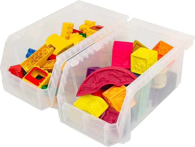 Akro-Mils ReadySpace Large Stackable Plastic Storage Bins, 6-Pack, Clear | Open-Front Stackable Bins For Garage, Pantry, Closet & Office, 14,8"L X 8"W X 7"H, Nests When Empty, Durable Plastic, - Image 7