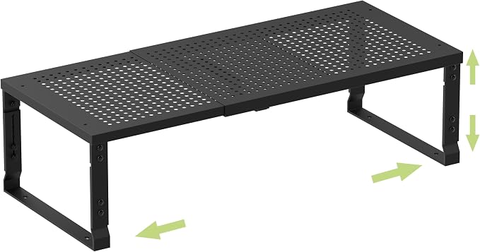 Heavy-Duty Adjustable Metal Shelf Organizer - Expandable & Stackable Pantry Storage Rack for Kitchen, Bathroom, RV, Cabinets(1 Pack/Black, Large) by Unknown
