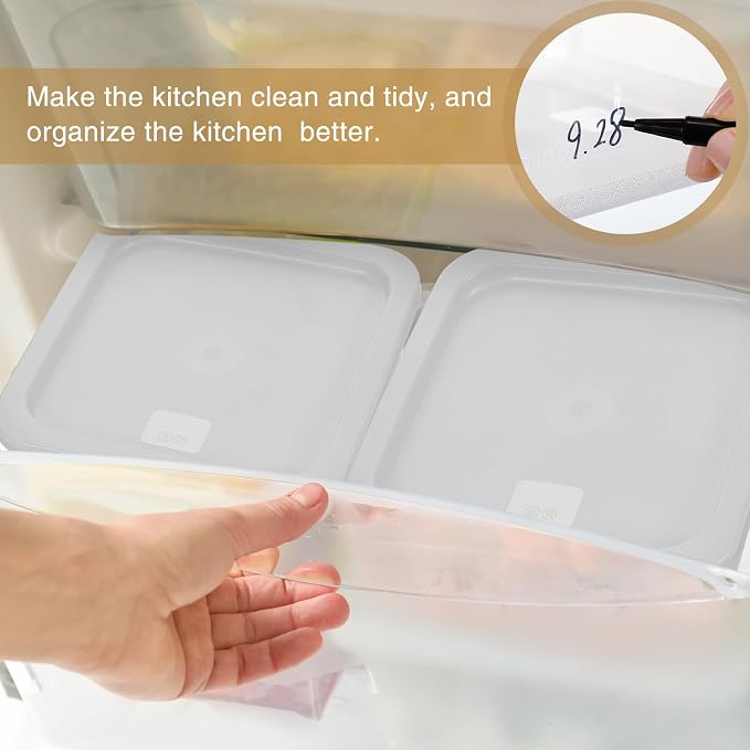 FoldTier 2 Pieces Square Food Storage Containers Polycarbonate Clear food Container with Lid Commercial Storage with Graduations for Commercial Kitchen Dough Marinating Meat(White,6 Qt) - Image 3