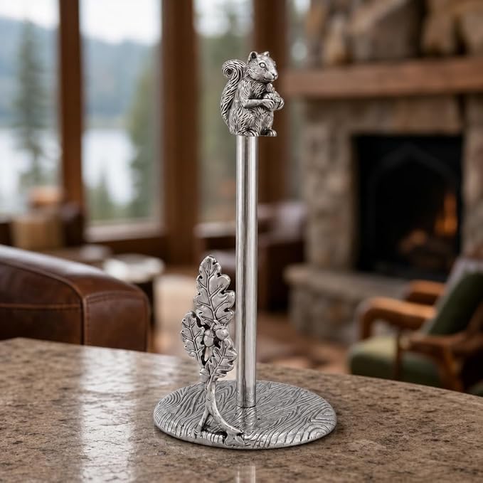 Arthur Court Squirrel Paper Towel Holder - Decorative Aluminum Kitchen Towel Stand - 15 Inch Tall - Image 3