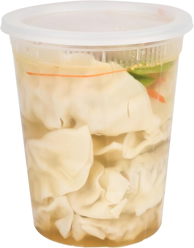 Restaurantware Plastic Food Container 100 Pack of 40 oz Clear Microwave-Safe Storage Container With Lid Leakproof Round Shape Disposable Freezer-Safe - Image 10