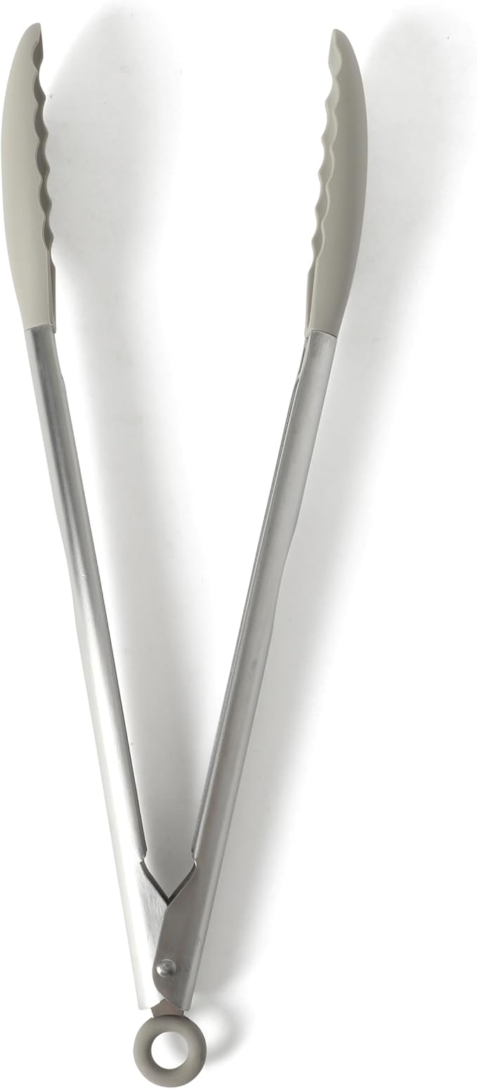 Calphalon Edge 10-Piece Kitchen Utensil Set with Crock, Stainless Steel and Silicone Cooking Tools, Nonstick-Safe Utensils with Comfortable Handles, Taupe - Image 4