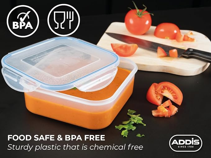Addis Clip Tight Food Storage Container Large 4.2 Litre Tall Rectangular Airtight Silcone Seal containers BPA Free Easy locking lid clips, Clear transparent - Image 5