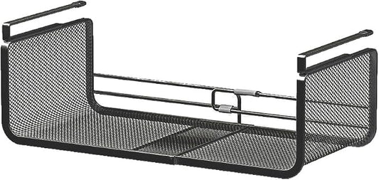 Expandable Under Shelf Basket Organizer, Under Shelf Storage, Hanging Baskets Under Cabinet for Pantry Kitchen Cupboard Desk Counter Bookshelf Space Saver Heavy Duty Slide-in (Black, 1 Pack) by Janebert