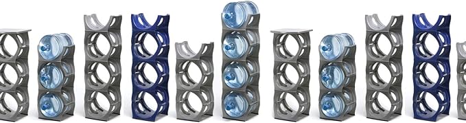 Stackable Water Bottle Storage Rack Best Water Jugs 5 Gallon Organizer. Jug Holder for Kitchen, Cabinet and Office Organizing. Reinforced Polypropylene (Blue, 3 No Shelf) - Image 4