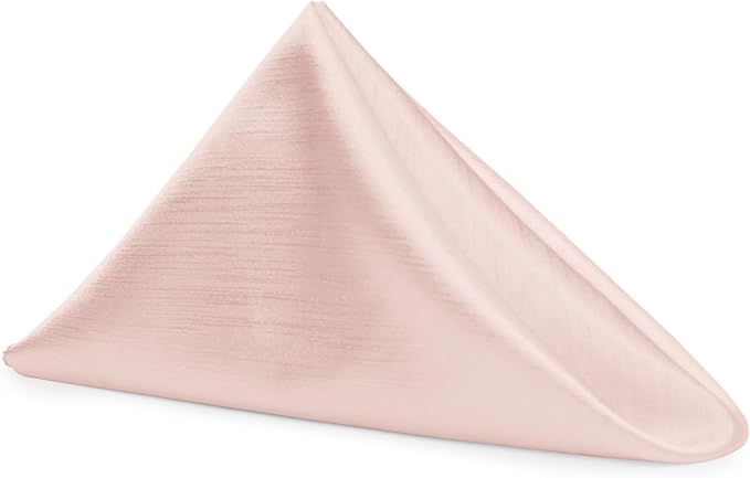 17x17-Inch Shantung Cloth Napkins, Ice Pink, Set of 120 | Bulk Case of 10 Dozen, Satin, Square, 100% Polyester Fabric, Reversible, Faux Dupioni Silk Reverse Side, Machine Washable by UltimateTextile