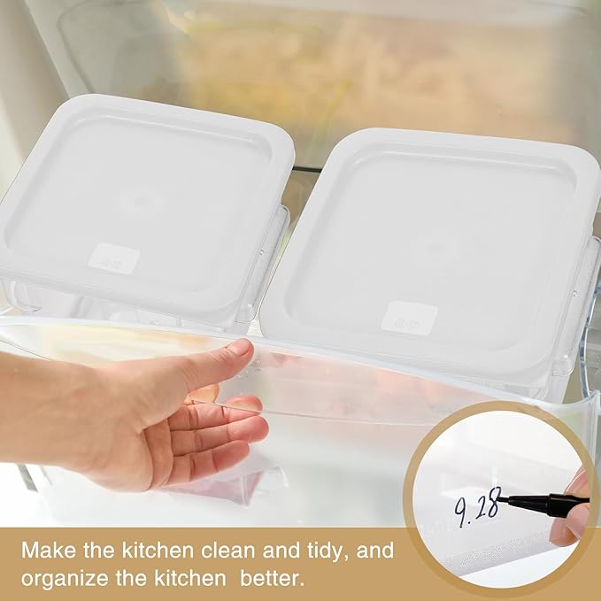 FoldTier 2 Pieces Square Food Storage Containers Polycarbonate Clear food Container with Lid Commercial Storage with Graduations for Commercial Kitchen Dough Marinating Meat(White,8 Qt) - Image 6