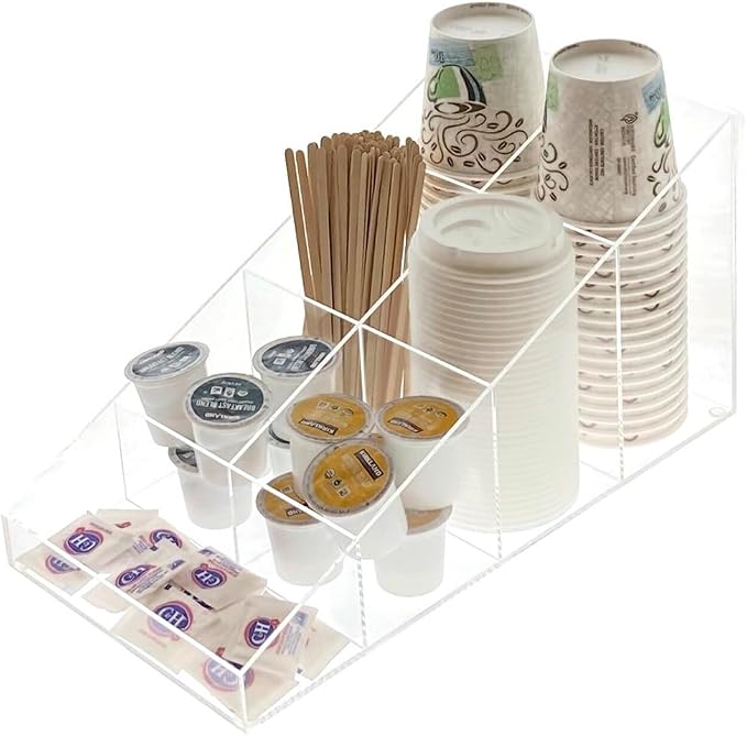 Java Joe Acrylic Breakroom Kitchen Coffee Station Organizer for Cups/Lids/Sugar/Tea/Stirrers - Image 5