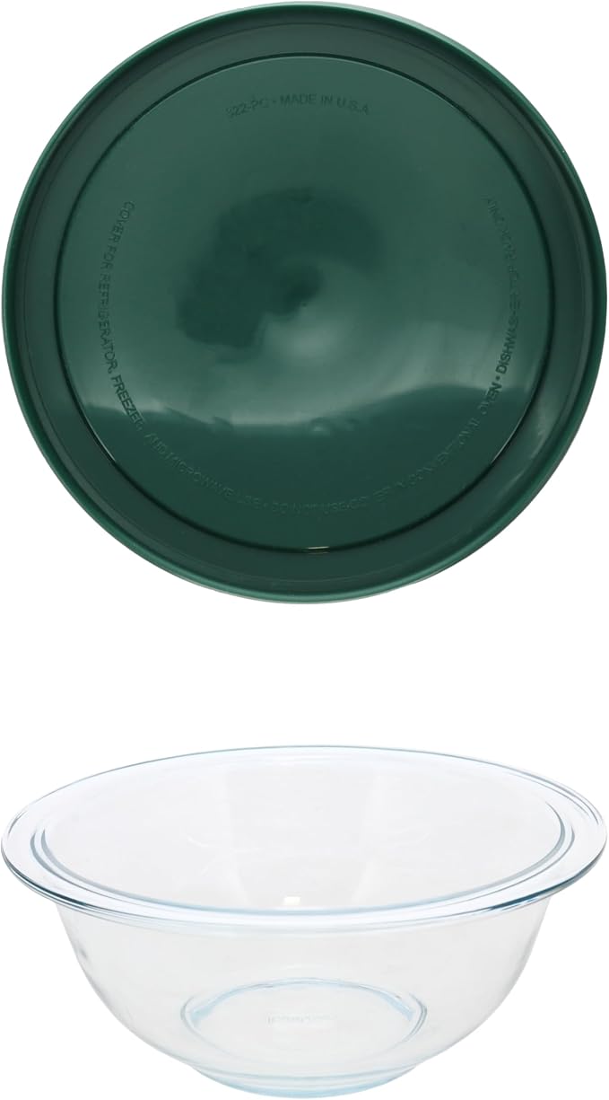 Pyrex 322 1-Quart Thyme Green Glass Mixing Bowl Set (2-Pack) - Made in USA | Nonporous Glass | BPA-Free Plastic | Rounded Shape Design | Nesting Storage Profile | Mixing Convenience - Image 3