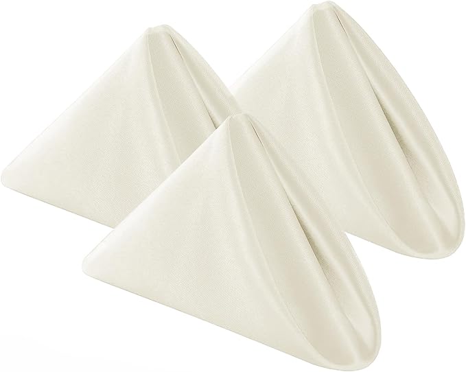 Bailarina Cloth Napkins Set of 40,17x17 inches Dinner Napkins Cloth Washable,Polyester Square Table Cloth Napkin Bulk with Hemmed Edges Ideal for Banquets, Parties and Weddings-Ivory by Bailarina