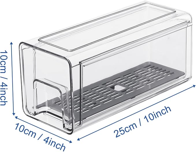 Refrigerator Organizers and Storage Drawers (2PCS, Small) | Produce Water Draining, BPA Free, Stackable, Clear, Fruit and Veggie Organization, Pull Out Bins - Image 2