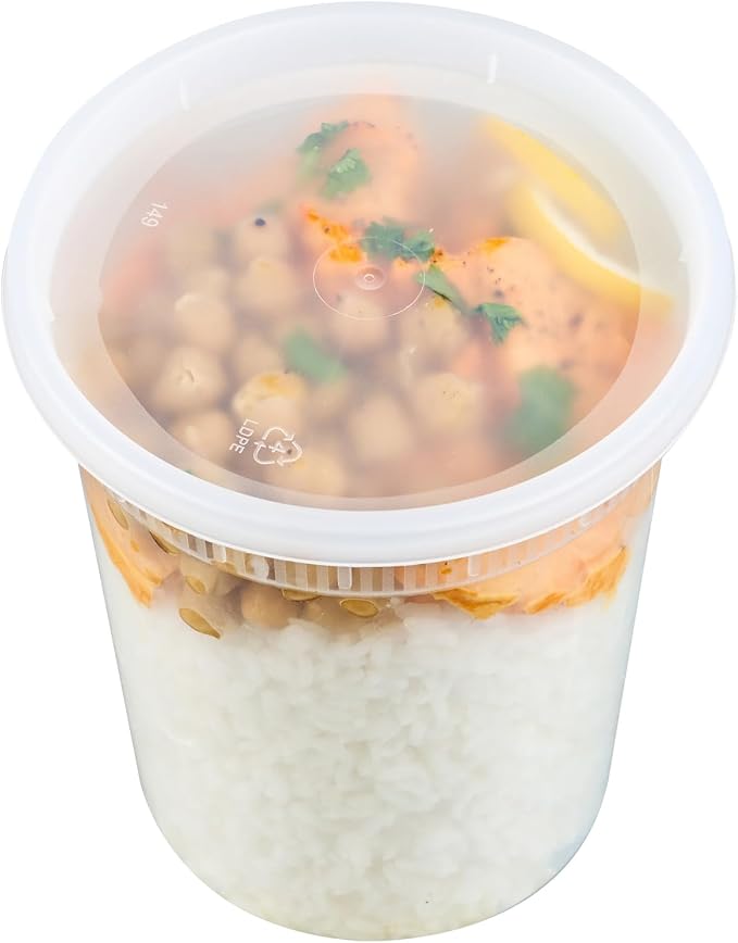 Asporto 32 Ounce To Go Boxes, 25 Microwavable Round Soup Containers - Clear Plastic Lids Included, Do Not Contain BPA, Clear Plastic Catering Food Containers, Disposable - Restaurantware - Image 9