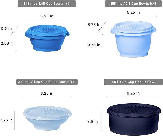 Tupperware Heritage Collection, New 36 Piece Food Storage Container Set in Vintage Blue, Dishwasher Safe and BPA Free (18 containers, 18 lids) - Image 3