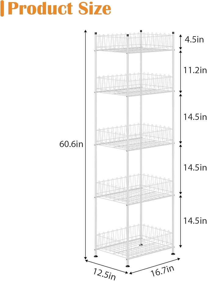 ETELI Water Bottle Storage Organizer 5 Tier Metal Water Bottle Holder Shelf Drink Beverage Soda Can Organizer Rack Bottled Water Stand for Floor Classroom Kitchen Food Storage, Silver - Image 3