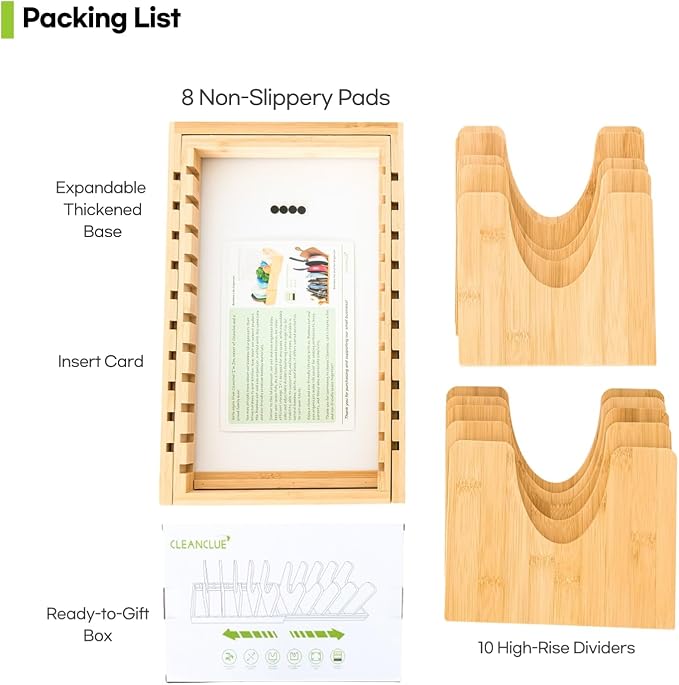 Pots and Pans Organizer under Cabinet, Bamboo Expandable Bakeware and Cutting Board Organizers, Adjustable Pot Lids Holder Rack, Cookie Sheet Baking Pan, Tray Organizer for Kitchen Storage (Natural) - Image 9