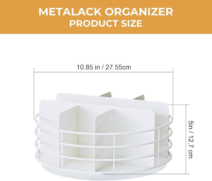 Snack Organizer - Versatile Snack Storage, Lazy Susan with Convenient Grab-and-Go Design, Metal Snack Holder for Home, Office, Breakroom, 10.85" L x 10.85" W x 5" H (White) - Image 2