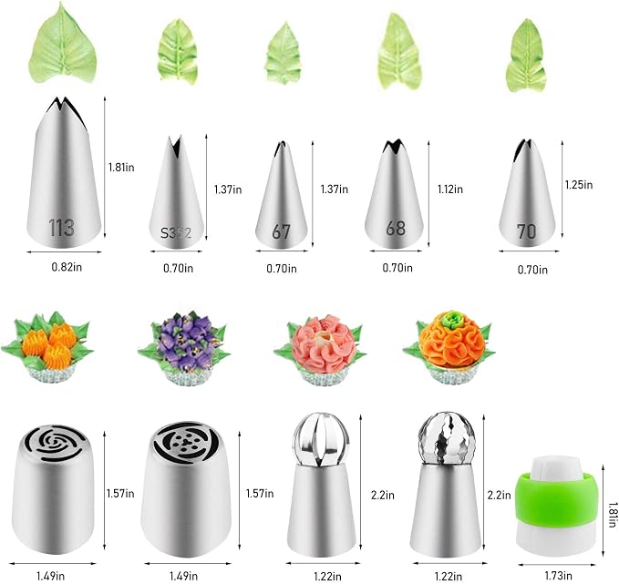 NANASO 20 PCS Stainless Steel Russian Piping Nozzles Set, Silver, Icing-tips for Cakes Cookies Decoration - Image 2