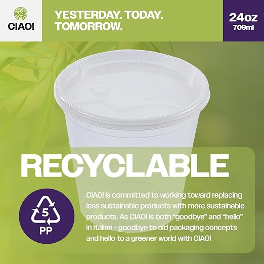 CIAO! 24OZ PP Injection Molded Soup-Deli Container with LLDPE Lid, Microwavable and BPA Free (240/240 combo pack) - Image 3