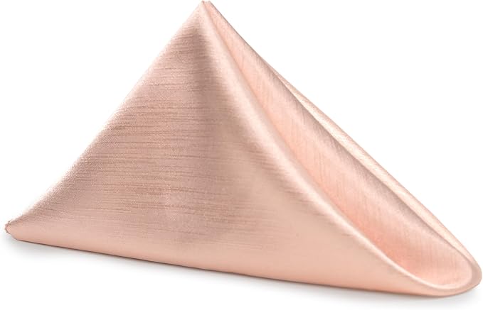 17x17-Inch Shantung Cloth Napkins, Ice Peach, Set of 120 | Bulk Case of 10 Dozen, Satin, Square, 100% Polyester Fabric, Reversible, Faux Dupioni Silk Reverse Side, Machine Washable by UltimateTextile