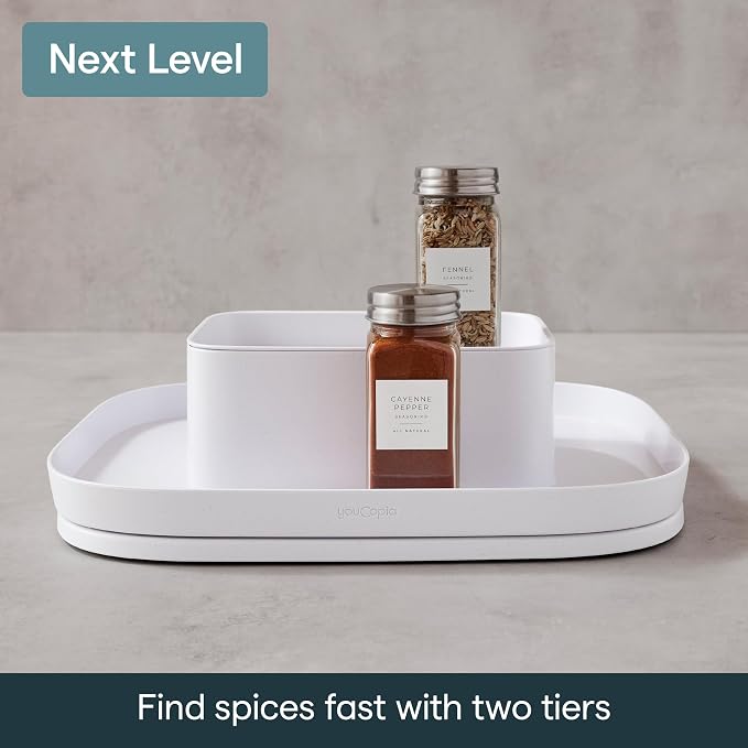 YouCopia MagicTrack Spice Turntable, 2-Tier Rectangle Lazy Susan Organizer - Image 4