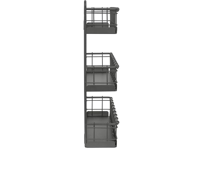 Spectrum Diversified Storage for Kitchen, Pantry, Cabinet, Industrial Gray Vintage Wall-Mount 3-Tier Spice Rack, Large (Pack of 4) - Image 3