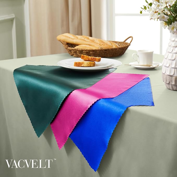 VACVELT 100 Pack Hot Pink Scalloped Satin Napkins 17x17 Inch Wedding | Scalloped Floral Edges With Silky Smooth Finish, Seamless Design, Machine Washable Wrinkle And Fade Resistant - Image 4
