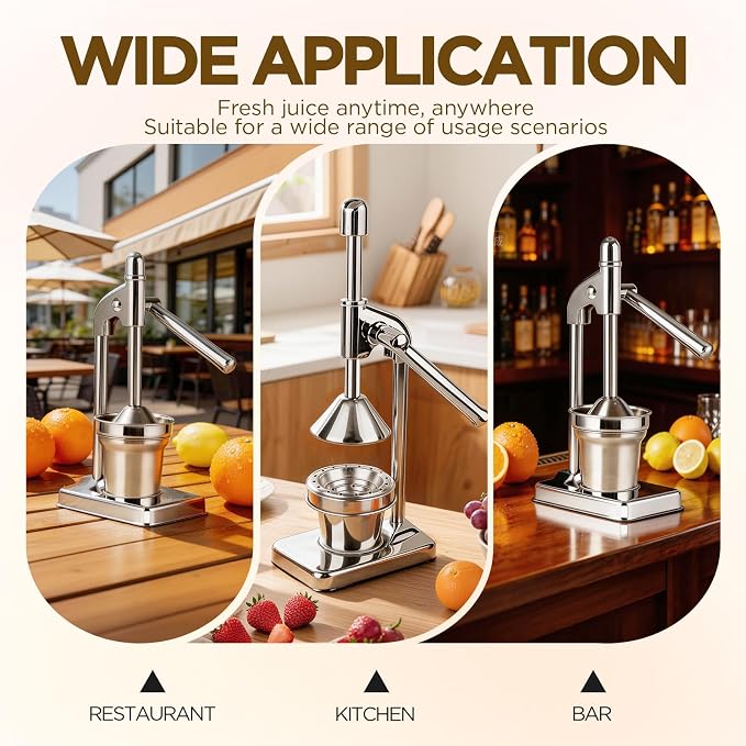 Fruit Juice Squeezer,Manual Juicer Hand Press,Orange Lemon Squeezer,Heavy Duty Manual Juicer,Professional Citrus Juicer Fruit Juice,Easy to Clean (Silver) - Image 7