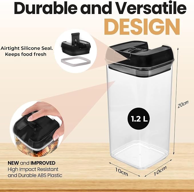 Shazo 6 PC (1.2L) Airtight Food Storage Containers Set & 6 PC (0.5L) Food Storage Containers With Airtight Lids - BPA Free Clear Plastic Storage containers for Kitchen & Pantry Organization - Image 2