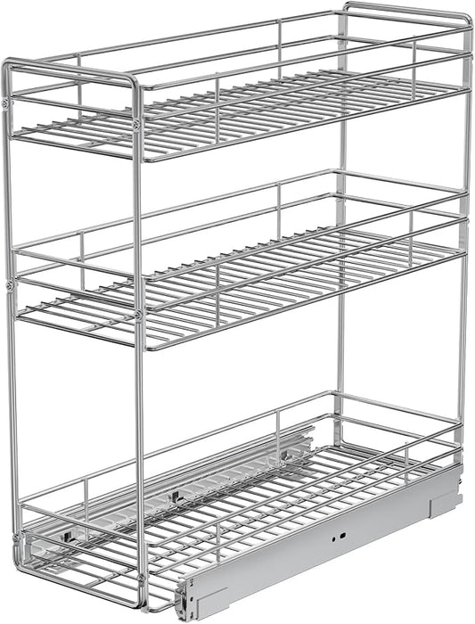 Pull Out Spice Rack Cabinet Organizer 8½" W x 20½" D, 3 Tier Heavy Duty Sliding Spice Cabinet Organization for Narrow Cabinet, Pull Out Shelves for Kitchen by Unknown