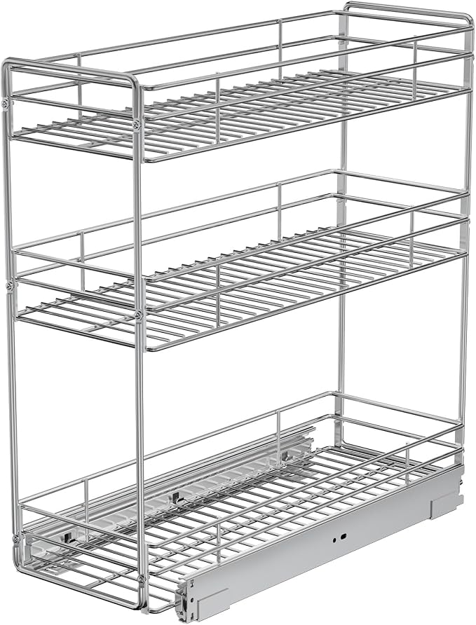 Pull Out Spice Rack Cabinet Organizer 8½" W x 20½" D, 3 Tier Heavy Duty Sliding Spice Cabinet Organization for Narrow Cabinet, Pull Out Shelves for Kitchen by Unknown