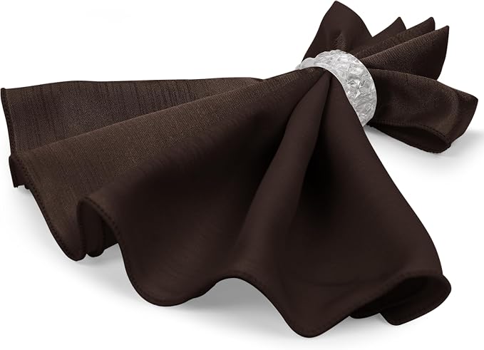 17x17-Inch Shantung Cloth Napkins, Chocolate, Set of 24 - Image 7